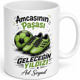 Tupya Gift Amcasının Paşası Futbol Topu Çizimli Geleceğin Yıldızı Amca Yeğen Spor Aşkı Çay Kupa Bardak - Adet - Beyaz