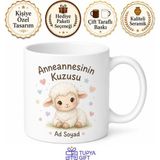 Tupya Gift Anneannesinin Kuzusu Yazılı Bebek Çocuk Kupası Porselen Bardak Hediye - Adet - Beyaz