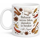 Tupya Gift Aşçıbaşı Mutfak Şefi Baharat Sırrı Lezzet Patlaması Gurme Menü Kupa Bardak Hediye - Adet - Beyaz
