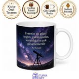 Tupya Gift Astrofotoğrafçı Samanyolu Galaksisi Teleskop Uzay Temalı Porselen Kupa Bardak Hediye - Adet - Beyaz