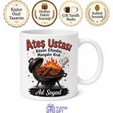 Tupya Gift Ateş Ustası Yazılı Komik Mangal Kupası Baskılı Hediye Bardak - Adet - Beyaz