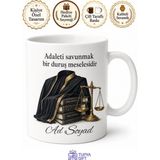 Tupya Gift Avukat Cübbe Dava Dosyası Adliye Savunma Temalı Porselen Kupa Bardak Hediye - Adet - Beyaz