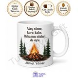 Tupya Gift Baba ve Kamp Ateşi Temalı Kupa Bardak Babalar Günü Hediyesi Özel Tasarım