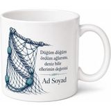 Tupya Gift Balık Ağı Örücüsü Düğümlerin Emektar Ustası Isim Yazılı Kupa Bardak Hediye - Adet - Beyaz