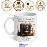 Tupya Gift Barista Espresso Makinesi Süt Köpüğü Temalı Kahve Kupa Bardak Hediye - Adet - Beyaz