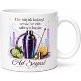 Tupya Gift Barmen Yardımcısına Hediye Kokteyl Shaker Ruhu Gece Kulübü Baskılı Kupa Bardak - Adet - Beyaz