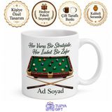 Tupya Gift Bilardo Masası ve Istaka Çizimli Tam İsabet Usta Oyuncu Kupası Hediye Bardak