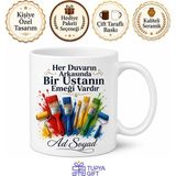 Tupya Gift Boyacıya Hediye Kestirme Çekme Duvar Renklendirme Damlamayan Fırça Kupa Bardak - Adet - Beyaz