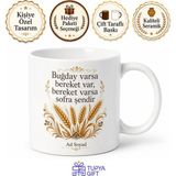 Tupya Gift Buğday Kullananlara Aşurelik Keşkeklik Anadolu Buğdayı Temalı Porselen Kupa Bardak Hediye - Adet - Beyaz