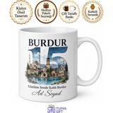 Tupya Gift Burdur Memleket Plakalı Hediyelik Kupa Bardak - 15 Plaka Hatıra Hediye - Adet - Beyaz