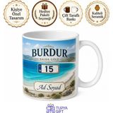Tupya Gift Burdur Plakalı Salda Gölü Turkuaz Sular Temalı Çay Kupası Hediye Bardak - Adet - Beyaz