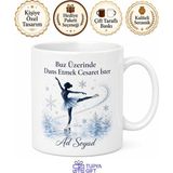 Tupya Gift Buz Pateni Sever Temalı Baskılı Kupa Bardak Hediye Porselen Mug - Adet - Beyaz