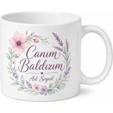 Tupya Gift Canım Baldızım Yazılı Çiçek Desenli Esprili Çay Kupası Hediye Kupa Bardak - Adet - Beyaz