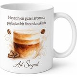 Tupya Gift Caramel Macchiato Temalı Baskılı Kupa Bardak Kahve Severlere Özel Hediye - Adet - Beyaz