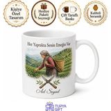 Tupya Gift Çay Toplayan Kadınlara Çay Makası ve Sepeti Hasat Kupası Hediye Bardak - Adet - Beyaz