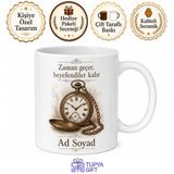 Tupya Gift Cep Saati ve Zincir Çizimli Nostaljik Zamanın Beyefendisi Kupa Bardak Hediye