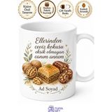 Tupya Gift Ceviz Tatlısı Yapan Anneye Cevizli Baklava Cevizli Sucuk Kupa Bardak Hediye - Adet - Beyaz