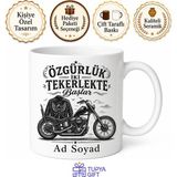 Tupya Gift Chopper Motosiklet Asfalt Ruhu V Twin Rüzgarın Oğlu Nostaljik Baskılı Porselen Kupa Bardak Hediye - Adet - Beyaz