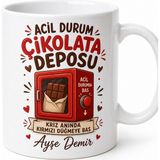 Tupya Gift Çikolata Krizine Girenlere Acil Durum Çikolata Deposu Kupa Bardak Hediye - Adet - Beyaz