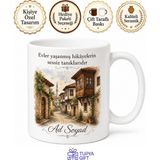 Tupya Gift Cumbalı Ev Temalı Baskılı Kupa Bardak Hediye Nostaljik Tasarım Porselen Mug - Adet - Beyaz