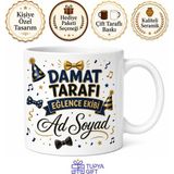 Tupya Gift Damat Tarafı Eğlence Ekibi Kına ve Düğün Hatırası Kupa Bardak Hediye - Adet - Beyaz