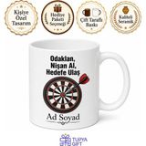 Tupya Gift Dart Oku Merkezde Çizimli Konsantrasyon Ustası Hedef Insanı Kupa Bardak Hediye - Adet - Beyaz