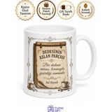 Tupya Gift Dedesinin Aslan Parçasına Nostaljik Takvim Yapraklı Hediye Dede Torun Kahve Keyfi Kupası - Adet - Beyaz