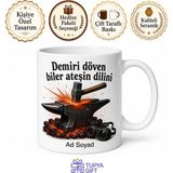 Tupya Gift Demirciye Örs Üzerinde Dövme Kıvılcımlar Kaynak Gözlüğü Demir Doğrama Kupa Hediye - Adet - Beyaz