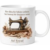 Tupya Gift Dikiş Makinesi Sesiyle Huzur Bulanlara Nostaljik Terzi Hatırası Kupa Bardak Hediye - Adet - Beyaz