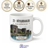 Tupya Gift Diyarbakır Plakalı Tarihi Surlar ve Dicle Nehri Hatıra Kupa Bardak Hediye - Adet - Beyaz