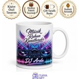 Tupya Gift Dj Seti Bas Frekansı Lazer Işık Baskılı Beyaz Kupa Hediye - Adet