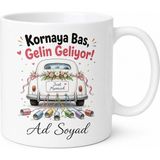 Tupya Gift Düğün Konvoyunda Korna Çalanlara Esprili Gelin Arabası Kupa Bardak Hediye - Adet - Beyaz