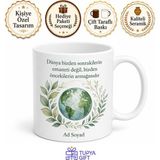 Tupya Gift Dünya Çevre Günü Sürdürülebilir Yaşam Temalı Özel Tasarım Porselen Kupa Bardak Hediye - Adet - Beyaz