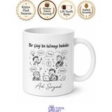 Tupya Gift Dünya Karikatür Günü Çizerlere Özel Tasarım Baskılı Porselen Kupa Bardak Hediye - Adet - Beyaz