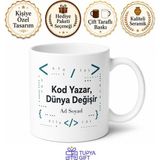 Tupya Gift Dünya Kodlama Günü Yazılımcıya Özel Tasarım Baskılı Porselen Kupa Bardak Hediye - Adet - Beyaz