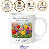 Tupya Gift Dünya Lale Günü Baharın Müjdecisi Renkli Çiçekler Baskılı Porselen Kupa Bardak Hediye - Adet - Beyaz