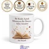 Tupya Gift Dünya Roman Günü Kitap Kurdu Sayfalar Arasında Kaybolan Baskılı Porselen Kupa Hediye Bardak - Adet - Beyaz