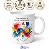 Tupya Gift Dünya Sanat Günü Renklerle Duyguları Anlatanlara Özel Tasarım Porselen Kupa Hediye Bardak - Adet - Beyaz
