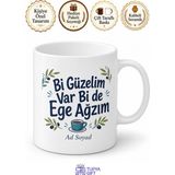 Tupya Gift Ege Ağzı Yazılı Komik Baskılı Kupa Bardak Esprili Hediye Porselen Mug - Adet - Beyaz