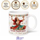 Tupya Gift Ege Türküleri Yöresel Kıyafet Zilli Maşa Neşeli Yorum Kupa Bardak Hediye