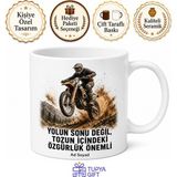 Tupya Gift Enduro Motosiklet Sürücüsüne Hediye Kros Arazi Sürüşü Adrenalin Baskılı Porselen Kupa Bardak - Adet - Beyaz