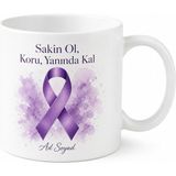 Tupya Gift Epilepsi Farkındalığı Mor Kurdele Nöbet Ilk Yardım Bilinci Baskılı Porselen Kupa Hediye - Adet - Beyaz