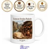 Tupya Gift Erzincan Karanlık Kanyon Bakırcılar Çarşısı Tulum Peyniri Baskılı Kupa Bardak Hediye - Adet - Beyaz