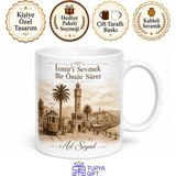 Tupya Gift Eski Izmir Temalı Nostaljik Baskılı Kupa Bardak Hediye Porselen Mug - Adet - Beyaz