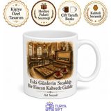 Tupya Gift Eski Kahvehane Temalı Nostaljik Baskılı Kupa Bardak Özel Tasarım Hediye - Adet - Beyaz