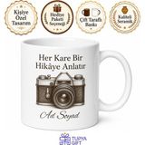 Tupya Gift Eski Kamera Temalı Nostaljik Baskılı Kupa Bardak Fotoğrafçıya Hediye - Adet - Beyaz