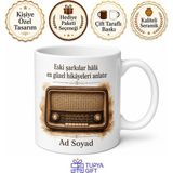 Tupya Gift Eski Radyo Temalı Nostaljik Baskılı Kupa Bardak Retro Hediye - Adet - Beyaz