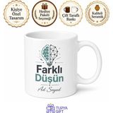 Tupya Gift Farklı Düşün Yazılı Baskılı Kupa Bardak Hediye Motivasyon Porselen Mug - Adet - Beyaz