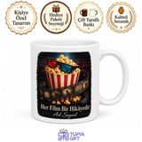 Tupya Gift Film Eleştirmeni Patlamış Mısır 3D Gözlük Ev Sineması Kupa Bardak Hediye