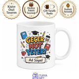 Tupya Gift Geçer Not Yeter Yazılı Komik Öğrenci Kupası Hediye Bardak Özel Tasarım - Adet - Beyaz